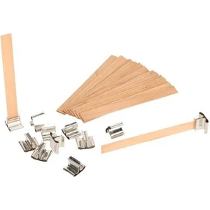Ahşap Mum Fitili Metal Sehpalı Bambu 14X1,5 cm Mum Yapma Mum Yapımı Malzemesi