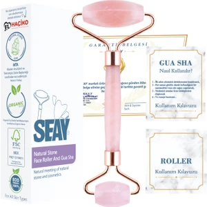 Pembe Kuvars Taşı Doğal Taş Çift Taraflı Face Roller Roller Masaj Aleti Doğal Taş Sertifikalı