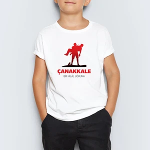 18 Mart Çanakkale Zaferi Temalı Beyaz Unisex Çocuk T-Shirt Mr-02