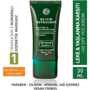Yves Rocher 50+ Spf Yüz Kremi - Yaşlanma Karşıtı Bitkisel Antioksidan Bakım / Elixir Botanique Detoks Etkili - Vitamin E  30 ml