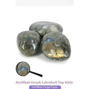 Tesbih Atölyesi Sertifikalı Tamburlanmış Gerçek Labradorit Taşı Kütle Parça