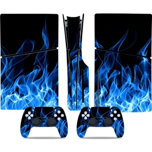 Kt Grup Mavi Alevler Playstation 5 Slim Disk Versiyon Sticker Kaplama Seti