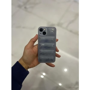 iPhone 13 Uyumlu Şişme Puffer Arkası Yastık Görünümlü Silikon Kılıf Buzlu Şeffaf