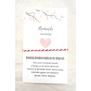 Emtory Home 20 Adet Marteniçka Kartlı Dilek Bilekliği - Şans Bilekliği - Kırmızı Beyaz Bileklik - Jelatinli