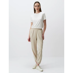 Jimmy Key Bej Yüksek Bel Lastikli Paça Jogger Pantolon