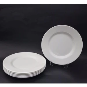 Istoç Türk 12 Adet Beyaz Melamin Büyükboy Servis Tabağı 24CM Sığ Tabak Günlük Kullanım Için Hesaplı