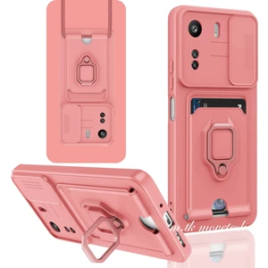 M.TK Moveteck Xiaomi Redmi 13C Uyumlu Kılıf Kamera Lens Korumalı Sürgülü Yüzüklü Kartvizitli Ipli Askılı Zuma Silikon