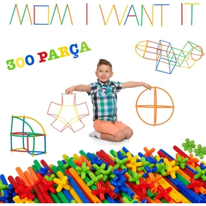 Karanes Toys Bambu Çubukları Zeka Hayal ve Gücü Eğitici 300 Parça (180 Parça Çubuk 120 Parça Aparat)