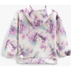 Kapşonlu Sweatshirt Uzun Kollu Batik Desenli