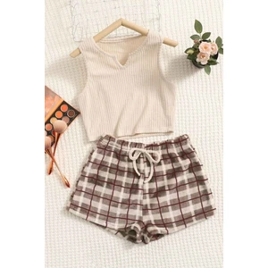 Merry See Altı Peluş Polar Üstü Örme Kolsuz Pijama Takımı