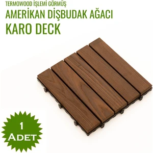 Dişbudak Ağacı Balkon Bahçe Ahşap Yer Döşemesi Karo Deck 30X30 cm - 1 Adet (0,09M2)