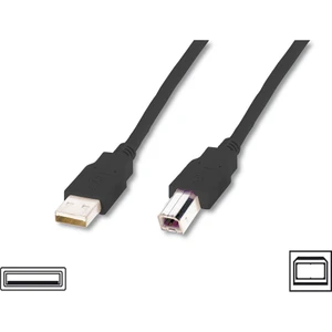 Digitus USB 2.0 Bağlantı Kablosu, USB A Erkek - USB B Erkek, 5 metre, AWG 28, USB 2.0 uyumlu, UL, siyah renk