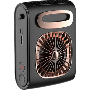 Boyun Fanı Eller Serbest Bel Fanı, 10000MAH Klimalı Siyah (Yurt Dışından)
