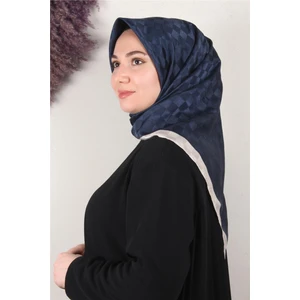 Fashion Monogram Eşarp 8090-8 Lacivert