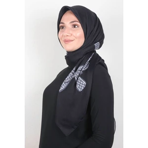 Pamuklu 140X140 cm Eşarp 1070-88 Siyah