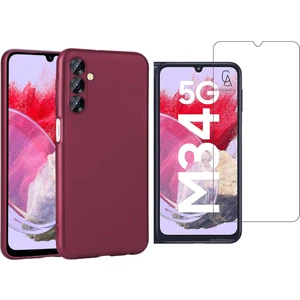 Samsung Galaxy M34 5g ile Uyumlu Kılıf Soft Yumuşak Telefon Kılıfı ve Temperli Cam Ekran Koruyucu