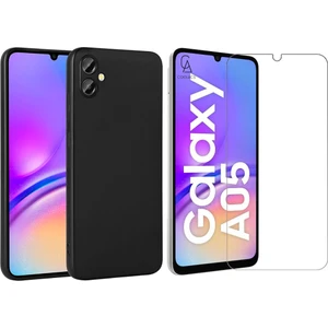 Samsung Galaxy A05 ile Uyumlu Kılıf Soft Yumuşak Telefon Kılıfı ve Temperli Cam Ekran Koruyucu