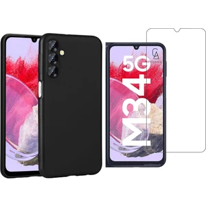 Samsung Galaxy M34 5g ile Uyumlu Kılıf Soft Yumuşak Telefon Kılıfı ve Temperli Cam Ekran Koruyucu
