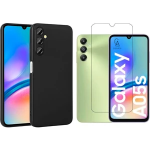 Samsung Galaxy A05S ile Uyumlu Kılıf Soft Yumuşak Telefon Kılıfı ve Temperli Cam Ekran Koruyucu