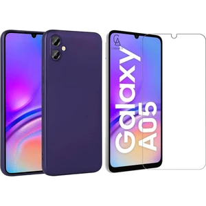 Samsung Galaxy A05 ile Uyumlu Kılıf Soft Yumuşak Telefon Kılıfı ve Temperli Cam Ekran Koruyucu