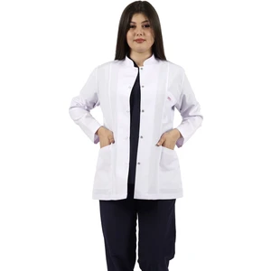 Seza Tekstil Hakim Yaka Ceket Boy Beyaz Bayan Doktor Öğretmen Hemşire Laboratuvar Önlüğü