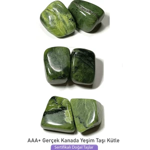 Tesbih Atölyesi Sertifikalı Tamburlanmış Doğal Jade Yeşim Taşı Kütle