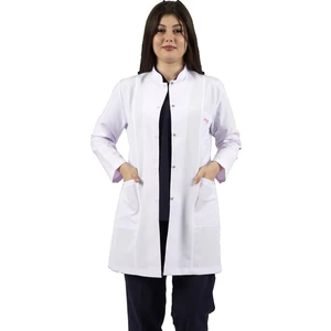 Seza Tekstil Hakim Yaka Orta Boy Beyaz Kadın Doktor Öğretmen Hemşire Laboratuvar Önlüğü