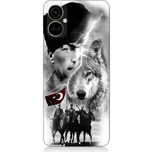Tecno Camon 19 Pro Uyumlu Atatürk Kurt ve Bayrak Desenli Silikon Kılıf