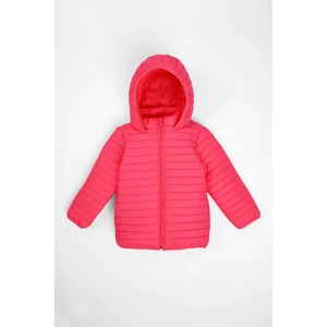 Kapüşonlu Uzun Kol Fuşya Renk Mont