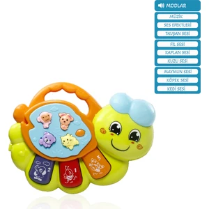 Işıklı ve Müzikli Solucan Bebek Piyanosu (Yeşil)