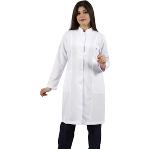 Hakim Yaka Uzun Boy Beyaz Bayan Doktor Öğretmen Hemşire Laboratuvar Önlüğü