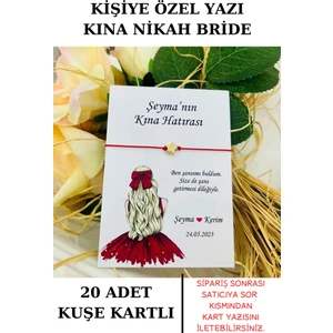 Emtory Home 20 Adet Gold Yıldızlı Kırmızı Bileklik - Kına Hatırası - Kına Hediyesi - Bride Hediye - Bride To Be