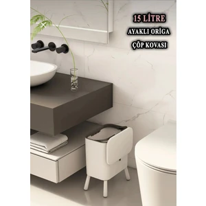 15 Litre Ayaklı Fonksiyonel Kapaklı Banyo ve Mutfak Çöp Kovası Lizbon
