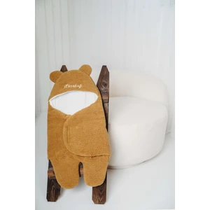 Kişiye Özel Nakışlı Bebek Dış Kundak Uyku Tulumu Kıvırcık Wellsoft Peluş Ayıcık Kulaklı
