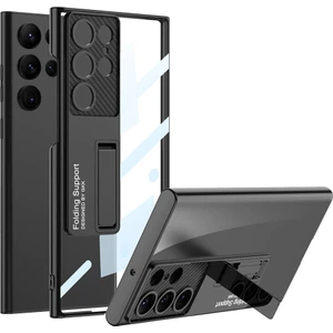 Samsung Galaxy Uyumlu S24 Ultra Kılıf Kamera Korumalı Şeffaf Tasarımlı Zore Standlı Kapak