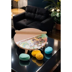 TransForMacion Çocuk 34 cm Ahşap Hamur Açma Masası Mini Oklava ile Oyun Hamuru Tahtası 714536	