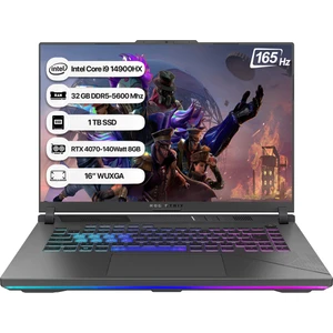 Rog Strix G16 G614JIR-N3088 Intel Core I9 14900HX 32 GB 1 Tb SSD Rtx 4070-140WATT 165 Hz Freedos 16" Wuxga Taşınabilir Bilgisayar