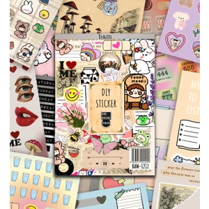 Vintage My Dıy Sticker Book 24 x 17 cm 16 Sayfa Özel Tasarım Rengarenk Sticker Kitabı