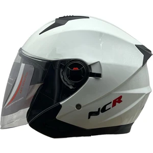 Motosiklet Ncr Yazlık Yarım Güneş Vizörlü Kask Beyaz
