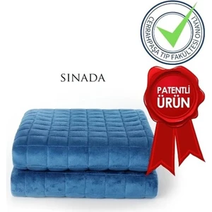Ağırlıklı Battaniye Tek Kişilik Yorgan Selenity Taşlı 6 kg Mavi 155X215 %100 Yün Dolgulu 4 Mevsim Kullanılabilir