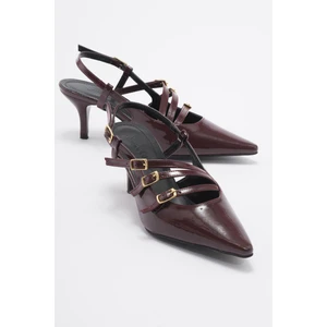 Kadın 4 Tokalı Topuklu Ayakkabı BORDO RUGAN