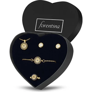 Altın Kaplama Nazar Boncuklu Kolye Bileklik Küpe Yüzük Kalpli Kutuda Hediye Takı Seti PS3263