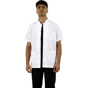 Seza Tekstil Hakim Yaka Kısa Kol Beyaz Erkek Doktor Öğretmen Hemşire Laboratuvar Önlüğü