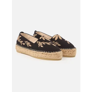 Su Espadril Nataly Siyah-Ekru Kadın Düz Espadril
