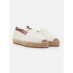 Su Espadril Aiden Kadın Düz Espadril Beyaz Renk Doğal Keten ve Kauçuk Taban