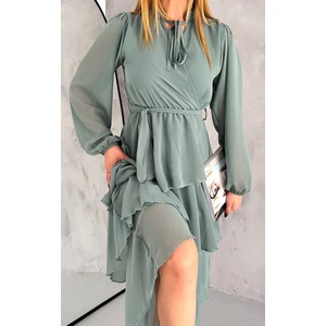 Neşeli Butik Kadın Astarlı Eteği Kat Kat Şifon Elbise NBKKLF2041