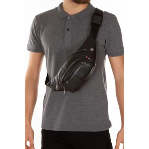 Unisex Siyah Deri Usb Kulaklık Çıkışlı Crossbody Çapraz Omuz Göğüs Ve Bel Çantası tul360