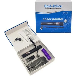 Yeşil Lazer Şarjlı Uzun Menzilli Gold Police GP-003 Pointer Anahtarlı Şık Kutusunda Döner Başlıklı
