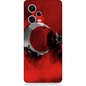 Xiaomi Redmi Note 12 Pro 5g Uyumlu Türk Bayrağı ve Kurt Desenli Silikon Kılıf