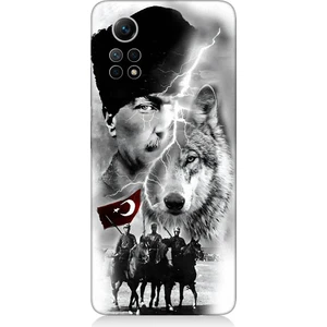 Xiaomi Redmi Note 12 Pro 4g Uyumlu Atatürk Kurt ve Bayrak Desenli Silikon Kılıf